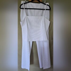 Vanity Fair | Elegant White Women's Pant & Tank Top Set, Size 16